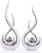 Ceramic Abstract 2 Piece Statue Set, White and Silver Home Decor Accents for Home Decor Statue Mantle Shelf Unique Decor, TV Cabinet Partition Table Top and Dining Table Centerpiece.