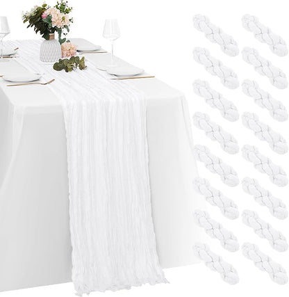 16 Pack White Cheesecloth Table Runners 20x120 Inch Gauze Table Runner Cheese by Yorcari