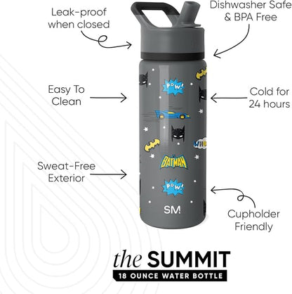 Simple Modern Batman Kids Water Bottle & Toddler Cup | 18oz | Insulated - Image 3