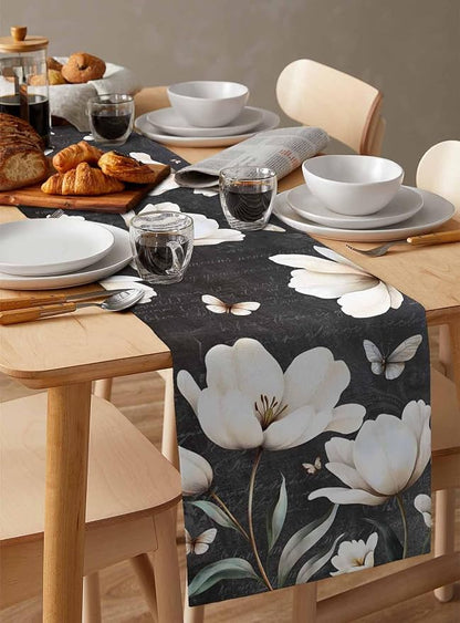 Farmhouse Floral Table Runners 70 Inches Long, Cotton Linen Fabric Table Runner - Image 3