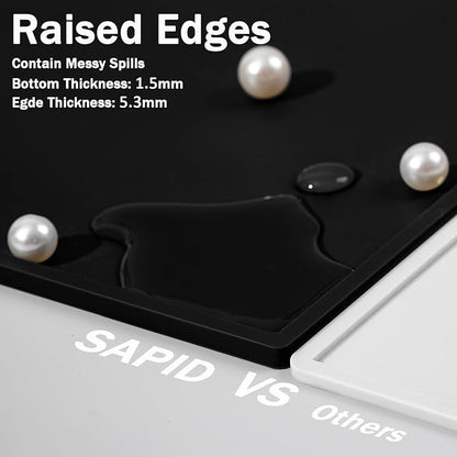 SAPID 32"x24" Extra Large Silicone Mat With Raised Edge, Rolled-Up Silicone Mats For Kitchen Counter Heat Resistant Silicone Mat With Lip, Thick Countertop Protector Mat,Silicone Mats For Crafts,Black