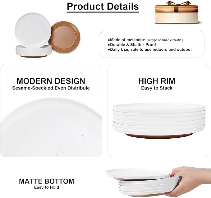 Webbylee Melamine Dessert Plates Set of 6-7.56" Serving Durable Dishes Perfect - Image 3