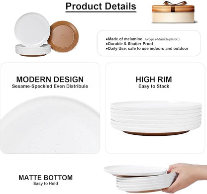 Webbylee Melamine Dessert Plates Set of 6-7.56" Serving Durable Dishes Perfect - Image 3