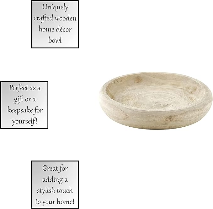 Wooden Decorative Bowl – Hand Carved Natural Wood Fruit Bowl, Rustic Farmhouse - Image 6