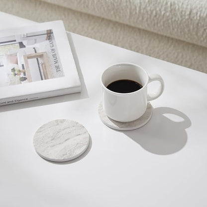 Set of 6 Off White Abstract Onyx Marble Coasters - Image 3