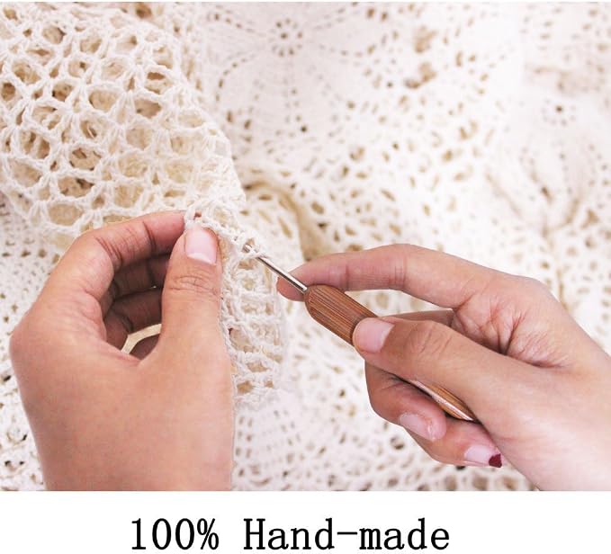 Cotton Handmade Crochet Lace Oval Table Runner Beige 12x84 Inch - Image 7