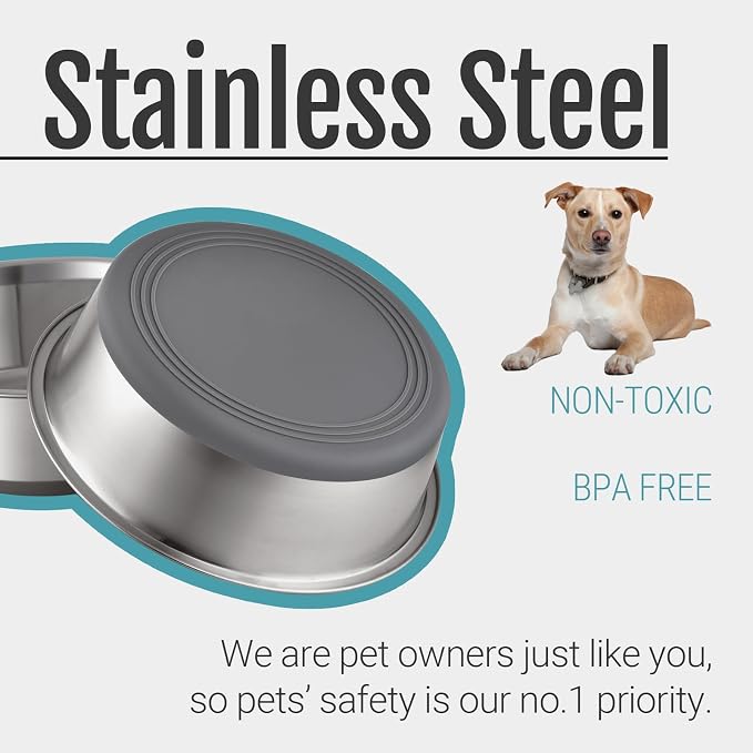 Nonslip Stainless Steel Dog Bowls, 5.7 US Cup, Dishwasher safe, Stackable design - Image 2