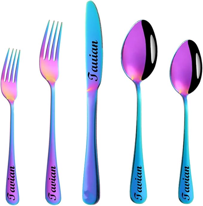 Stainless Steel Customized Flatware Set, Engraving Name Knife Forks Spoon by Unknown