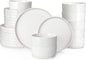 MALACASA 24 Pieces Porcelain Dinnerware Set, Modern White Dish Set by MALACASA
