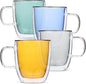 BTaT- Double Walled Glass Coffee Mugs, 12 oz, Colored Glass Coffee Cups by BrewToATea