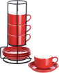 YOLIFE 2.5oz Espresso Cups Set of 4, Porcelain Stackable Espresso Cups by YOLIFE