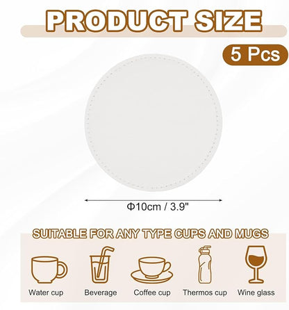 uxcell 5Pcs PU Leather Coasters - Image 2
