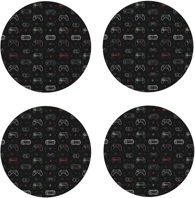 Retro Video Game for Leather Coasters Set of 4, Tabletop Protection Drink - Image 5