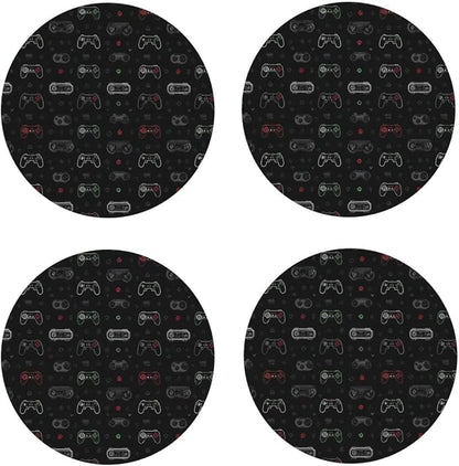 Retro Video Game for Leather Coasters Set of 4, Tabletop Protection Drink - Image 5