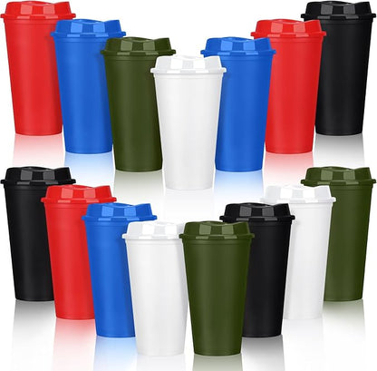 Domensi 15 Pack Reusable Plastic Coffee Cups by Domensi
