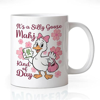 It's A Silly Goose Mahj Kind Of Day Coffee Mug, Mahjong Goose Design Ceramic Mug by Unknown