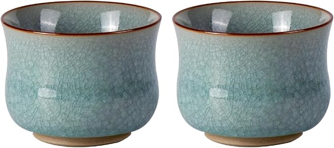 KAMMAK Japanese Tea Cups, 3.2 Oz Small Handmade Ceramic Teacups, Loose Leaf and by KAMMAK