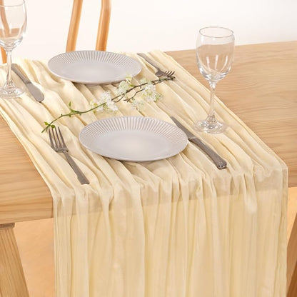 3 Pack Beige Cheesecloth Table Runner 10ft Boho Rustic Gauze Runner | - Image 2