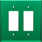 LIDER Double Decorator Wall Plate, Impact Resistant, Mirrored, Plexiglass Dual Outlet Cover or Light Switch Cover, Acrylic, Reflective Finish, Modern, Oversized 2-Gang 5.25" x 5.25", Green