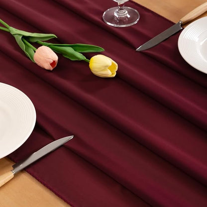 Burgundy Chiffon Table Runner Summer Boho Wedding Birthday Party Decor | 14ft - Image 2
