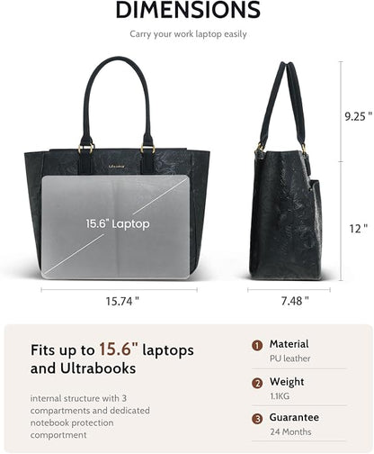 Laptop Tote Bag for Women, Leather Work Tote - Image 6