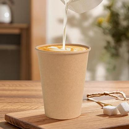 BYSNOW 100 Pack 12 oz Kraft Paper Cups, Disposable Coffee Hot Water Cups | - Image 2