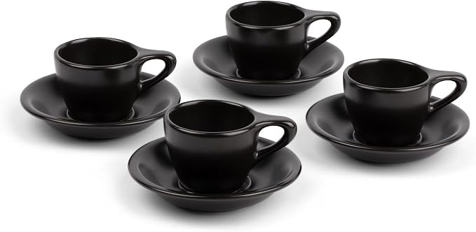 ANGELENO Coffee Espresso Cups Set of 4, 2.7oz Porcelain Ceramic Demitasse Cups by Angeleno