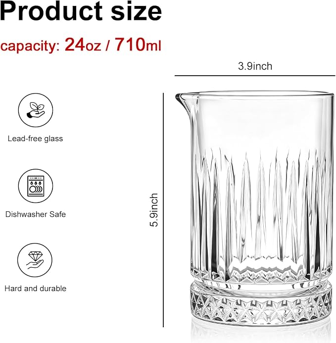 4 pcs Cocktail Mixing Glass Bartender | 24oz Crystal Bar Stirring Glass | Old - Image 2