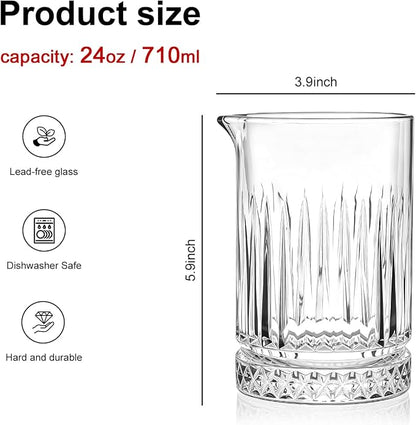 4 pcs Cocktail Mixing Glass Bartender | 24oz Crystal Bar Stirring Glass | Old - Image 2