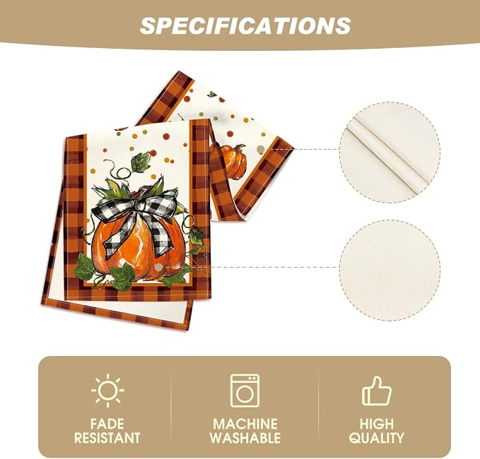 Artoid Mode 210 GSM Fall Table Runner 13x72 Inch Home Party Decor | Orange - Image 5