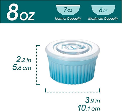 vancasso 8 oz Ramekins with Lid, Porcelain Creme Brulee Souffle Dishes - Image 2