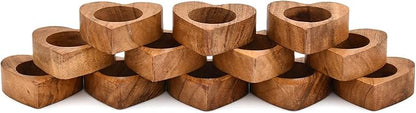 Napkin Rings Acacia Wood Heart Shape Napkin Rings - Image 2