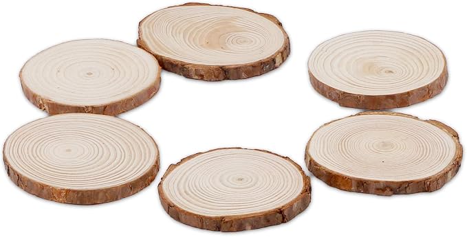 KINJOEK 24 PCS Natural Wood Slices 3.5-4 Inch - Image 3