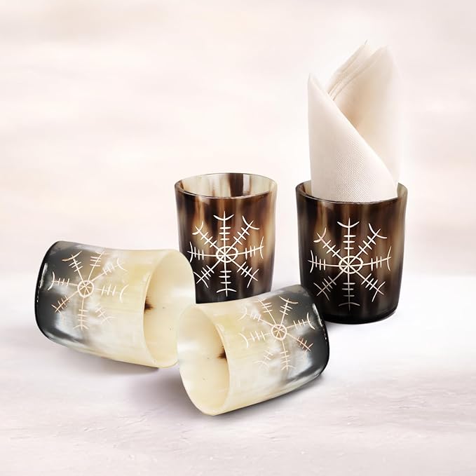 Handicrafts Home Viking Horn Shot Glasses Set of 4, Handmade Natural Ox Horn - Image 3
