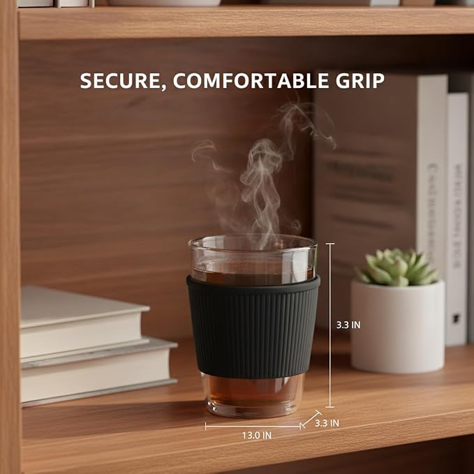1 Pack Silicone Cup Sleeve for Handleless Mugs, Textured Grip Cover for - Image 3