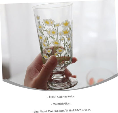 Daisy Set Vintage Romantic Glasses Cup Floral Glassware Daisy Drinking Glasses - Image 2