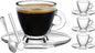 BOHEM'S Espresso Cups, 3.2 oz Small Demitasse Clear Glass Espresso Drinkware by BOHEMS