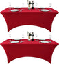 2-Pack 4ft Spandex Table Covers for Rectangular Folding Tables - Wrinkle Resistant Stretch Tight Table Cloths - Ultimate Fitted Table Protector for Parties, Banquet, and Wedding