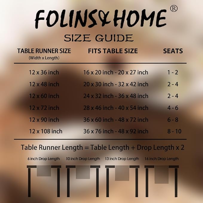 FOLINS&HOME Brown Waterproof Decorative Table Runner 60 Inches Long | 210GSM - Image 6