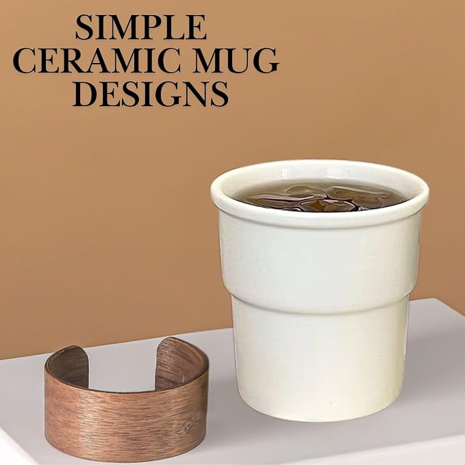 Ceramic Coffee Mug with Sleeve, 220ml Insulated Latte Cup, Minimalist White - Image 4