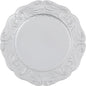 Charger Plates, 100pcs Silver 13inch Plastic Dinner Plate, Round Plastic Dinner Plate with Delicate Texture for Parties Wedding (Silver)