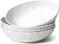 HOMBENE Heartbeat Pasta Bowls Set of 4, 28oz Salad Bowls Soup Bowl for Kitchen, Porcelain Wide and Shallow, Noodle, Soup, Pasta,Dinner, Microwave & Dishwasher Safe (White)