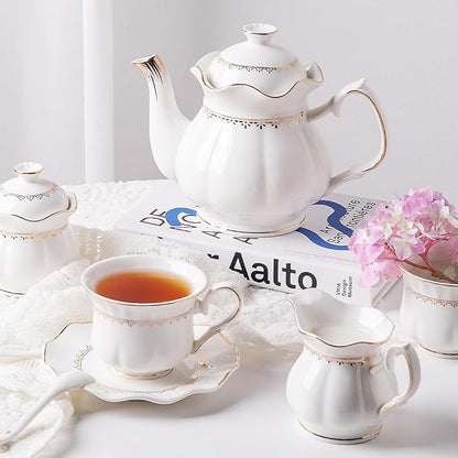 Sweejar Porcelain Tea Set With Gold Trim - Image 4