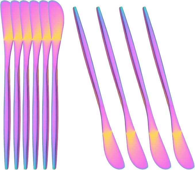 10 Pack Rainbow Cheese Spreader Knife, Stainless Steel Butter Spreader by Uniturcky