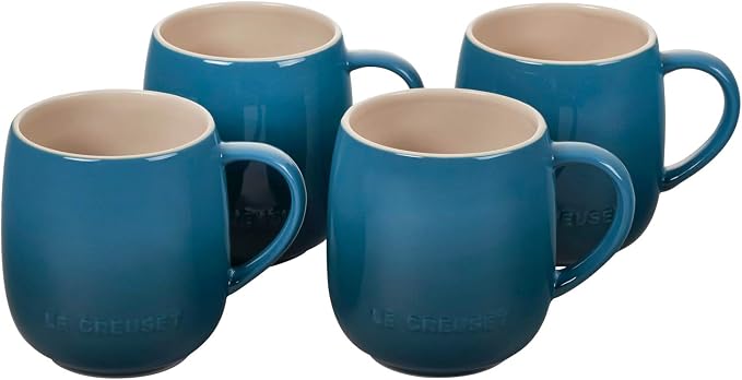 Le Creuset Stoneware Set of 4 Heritage Mugs, 13 oz. each, Deep Teal by Unknown