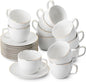 BTaT- Cappuccino Cups with Saucers 8 oz, Dishwasher Safe, Au Lait, Flat White by BrewToATea