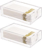 Rubtlamp 2 Pack 0.12 Thickness Clear Napkin Holder, Flat Napkin Holder,9x5.5x2.5inch Acrylic Guest Towel napkin holder, Clear Bathroom Paper Hand Towels Storage Tray For Kitchen Dinning