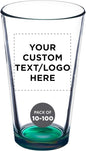 DISCOUNT PROMOS Custom Beer Pint Glasses 16 oz. Set of 10/50/100, Personalized Bulk Pack - Heavy Duty Glassware for Restaurant, Thick Base and Walls, Stackable - Green
