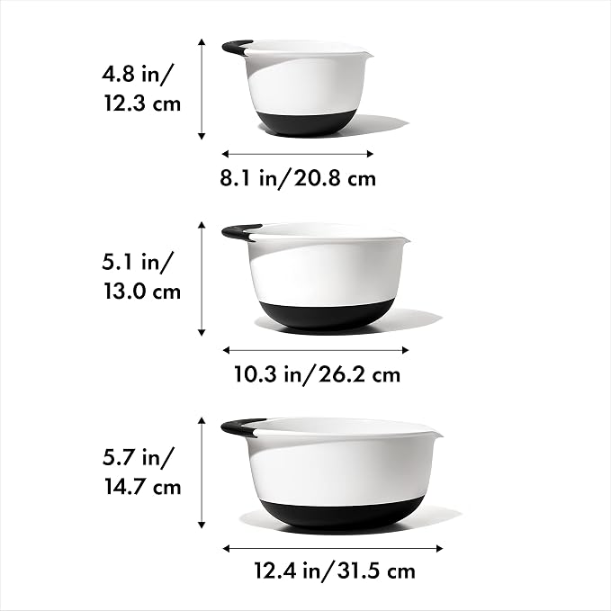 OXO Good Grips 3- Piece Plastic Mixing Bowl Set, 2500 ml - Image 2