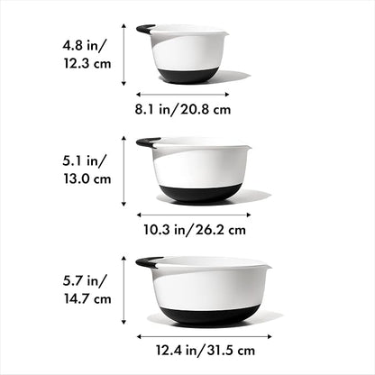 OXO Good Grips 3- Piece Plastic Mixing Bowl Set, 2500 ml - Image 2